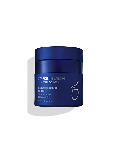 Blue jar of ZO Skin Health serum on a white background